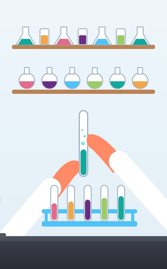 Illustration of test tubes and flasks in the science lab